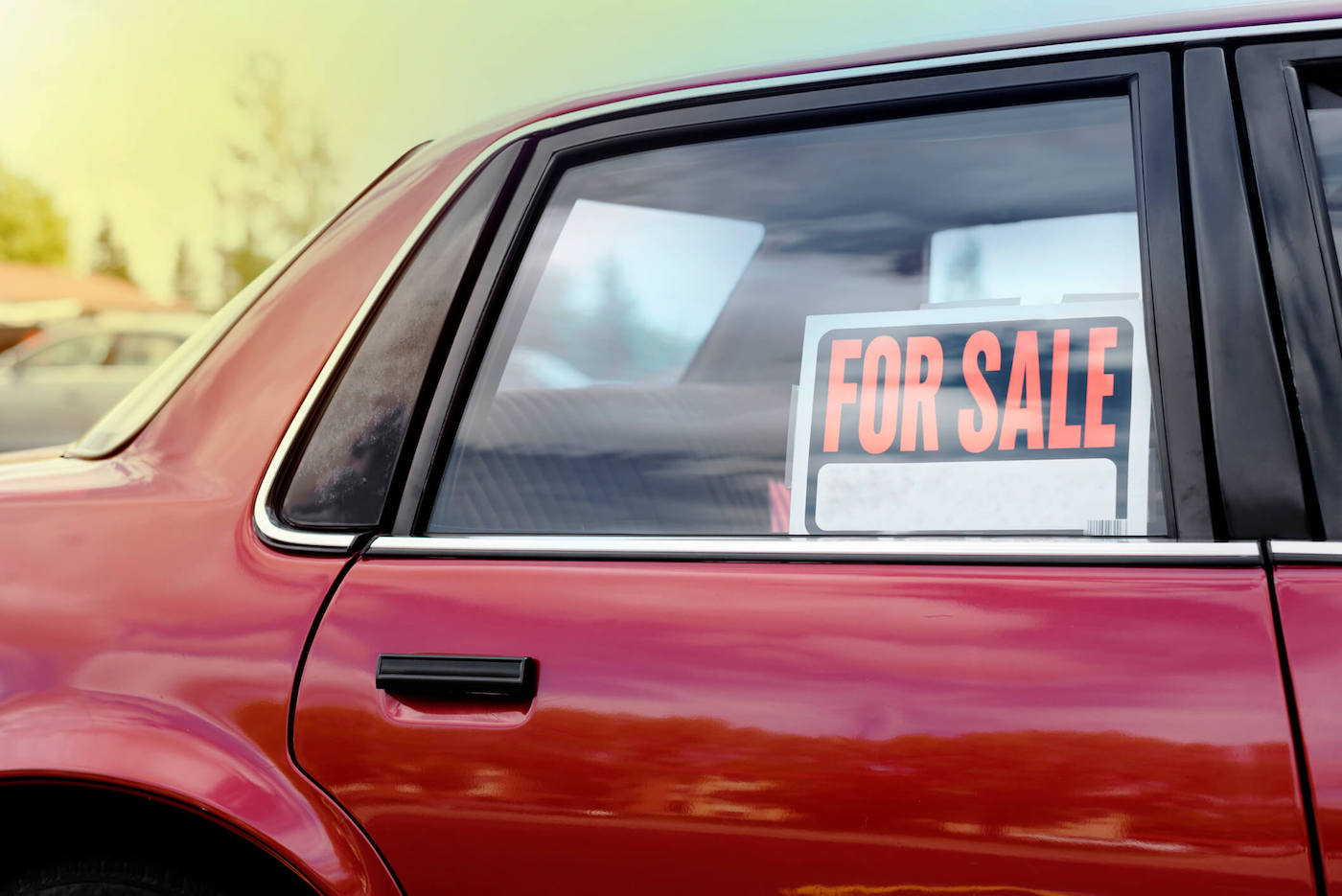 For Sale Sign in Private Sellers Vehicle