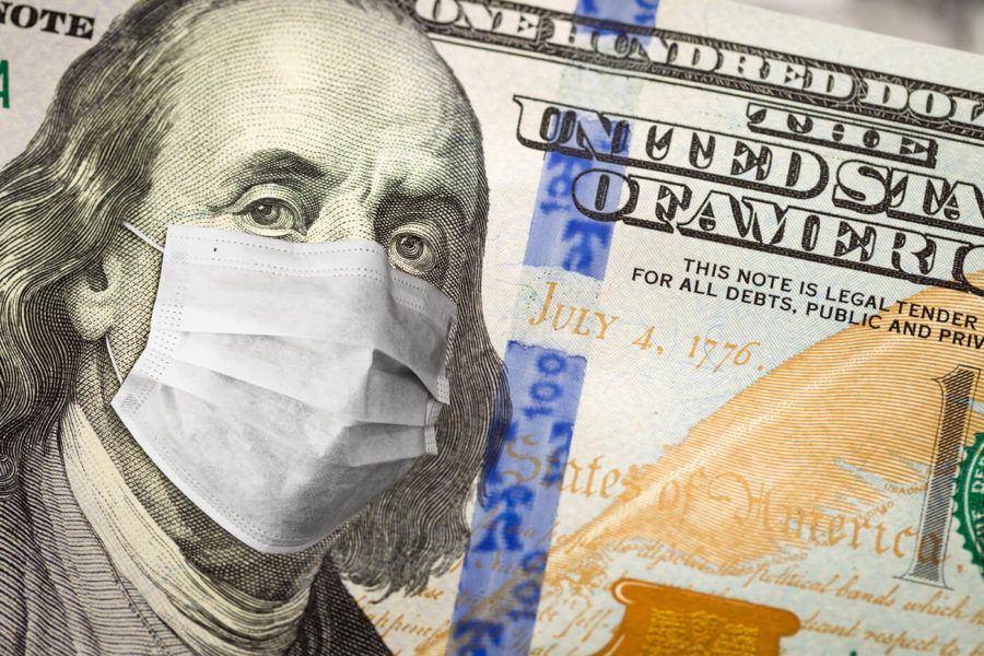One Hundred Dollar Bill With Medical Face Mask on George Washington