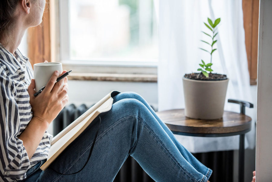 A young woman taking a break from technology