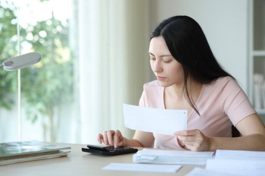 Young woman organizing her finances