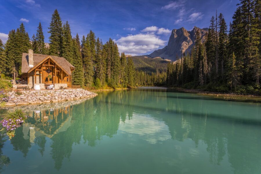 A House on Emerald Lake in Yoho National Park in the Canadian Rockies
