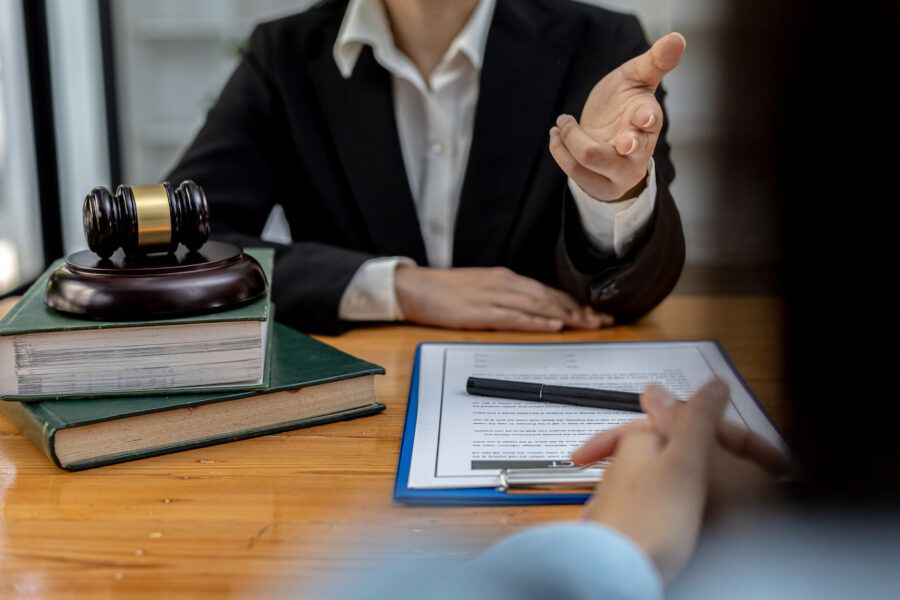 Lawyer helping a client with a quiet title action