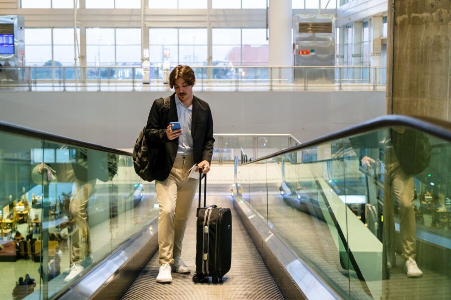 Photo of a young businessman in the airport.