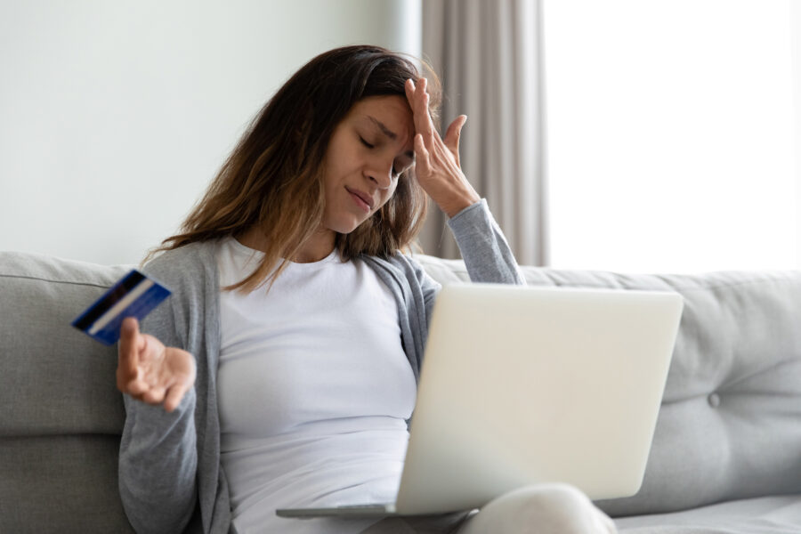 Woman feels stressed about credit card debt